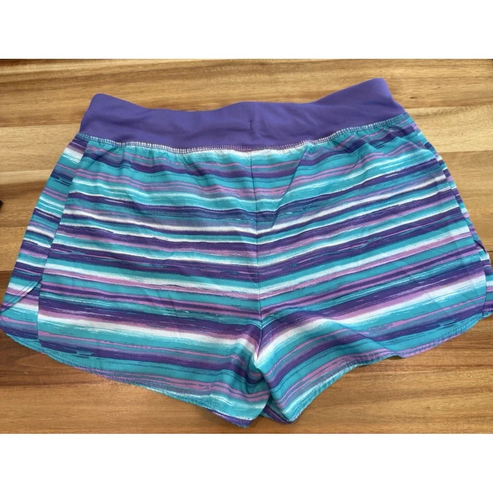 Athletic Works DriWorks Girls Active Running Shorts Purple Teal Lined Size 14/16